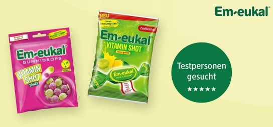 dm Drogerie: 250 Produkttester für Em-eukal Vitaminshot Bonbons und Vitaminshot Gummidrops gesucht