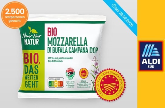 ALDI: Nur Nur Natur BIO Büffelmozzarella - 2.500 Produkttester gesucht