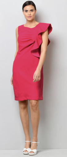 Kleid mit einseitigem Volant